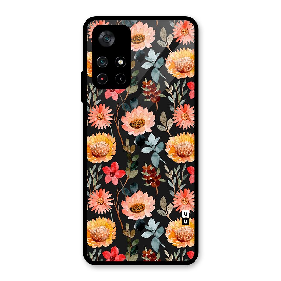 Florals Wonderful Pattern Glass Back Case for Poco M4 Pro 5G