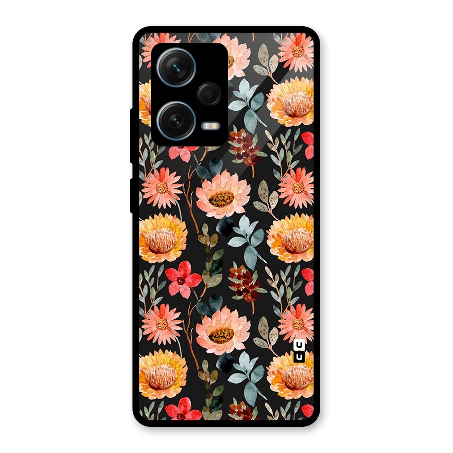 Florals Wonderful Pattern Glass Back Case for Redmi Note 12 Pro Plus 5G