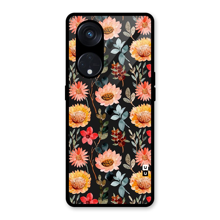 Florals Wonderful Pattern Glass Back Case for Reno8 T 5G