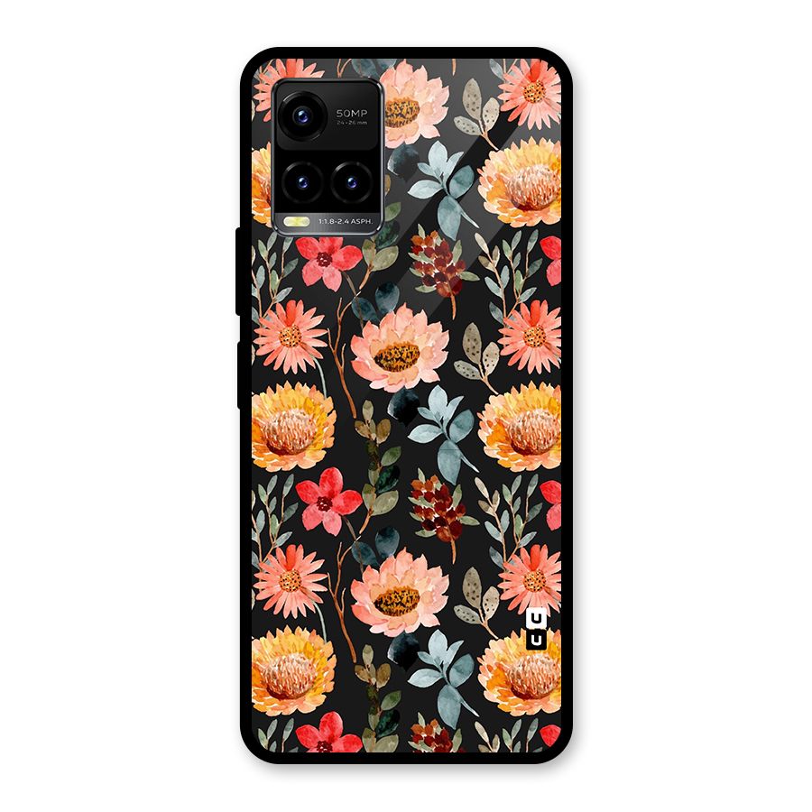 Florals Wonderful Pattern Glass Back Case for Vivo Y21A