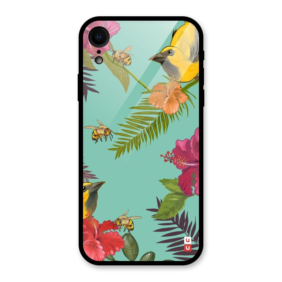 Flower Bird and Bee Glass Back Case for XR