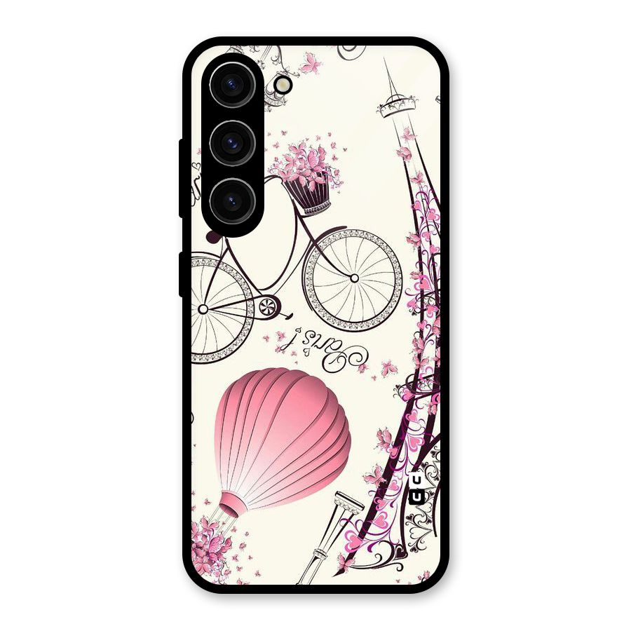 Flower Clipart Design Glass Back Case for Galaxy S23