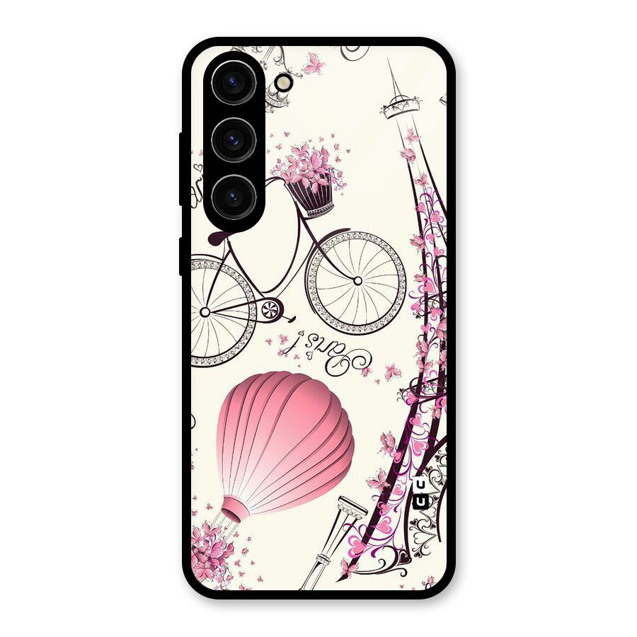 Flower Clipart Design Glass Back Case for Galaxy S23 Plus