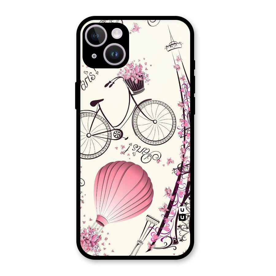 Flower Clipart Design Glass Back Case for iPhone 14 Plus
