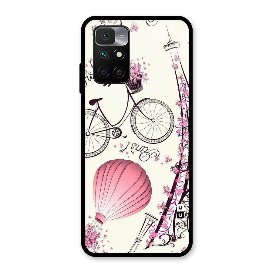 Flower Clipart Glass Back Case for Redmi 10 Prime