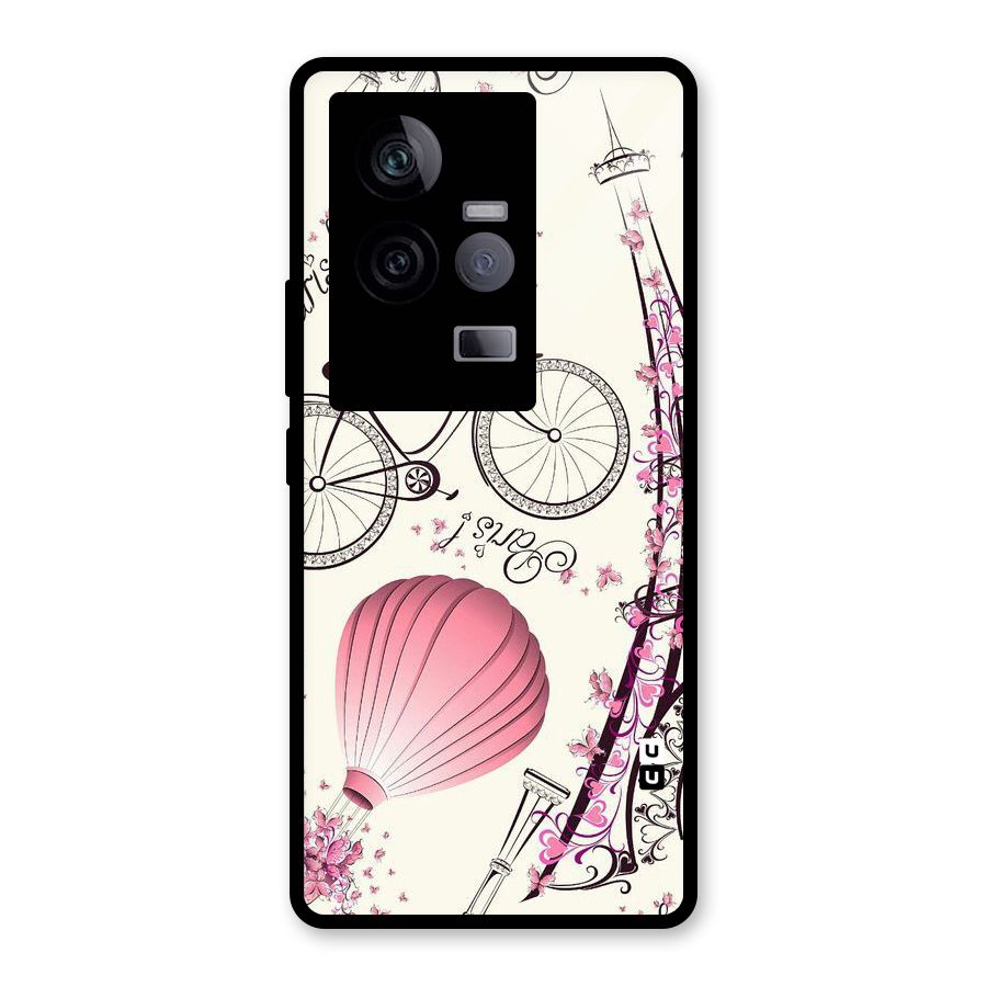 Flower Clipart Glass Back Case for Vivo iQOO 11 5G