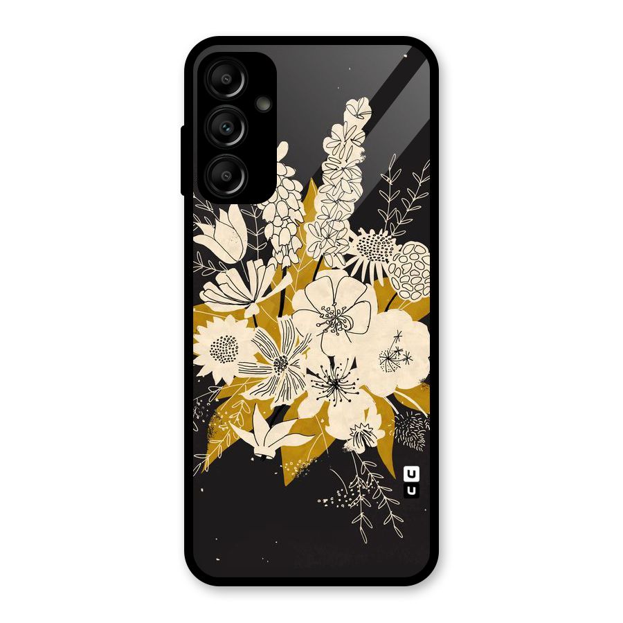 Flower Drawing Glass Back Case for Galaxy A14 5G