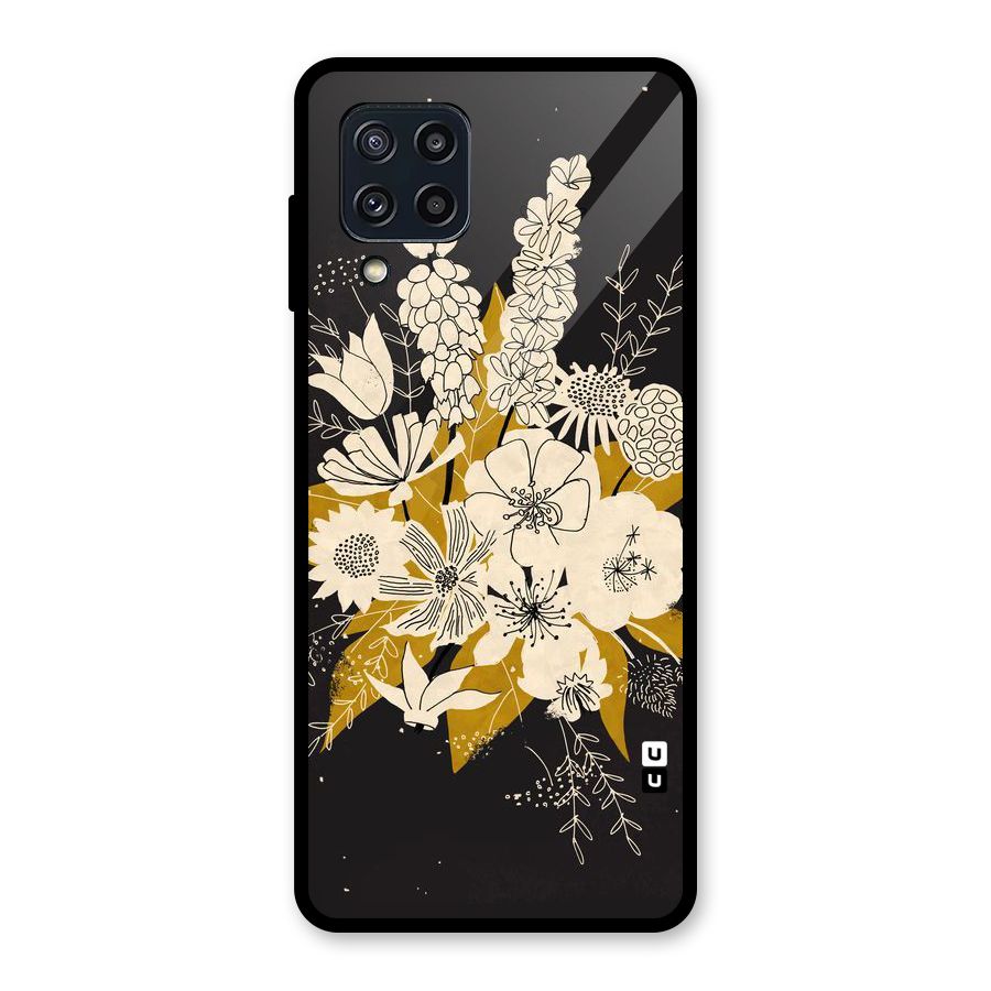 Flower Drawing Glass Back Case for Galaxy M32