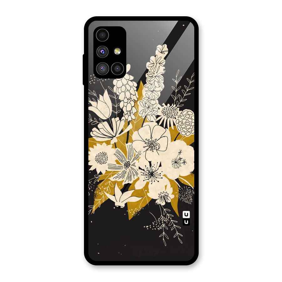 Flower Drawing Glass Back Case for Galaxy M51