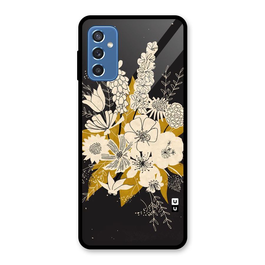 Flower Drawing Glass Back Case for Galaxy M52 5G