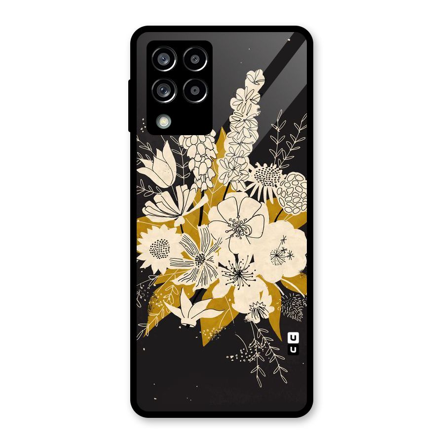 Flower Drawing Glass Back Case for Galaxy M53 5G