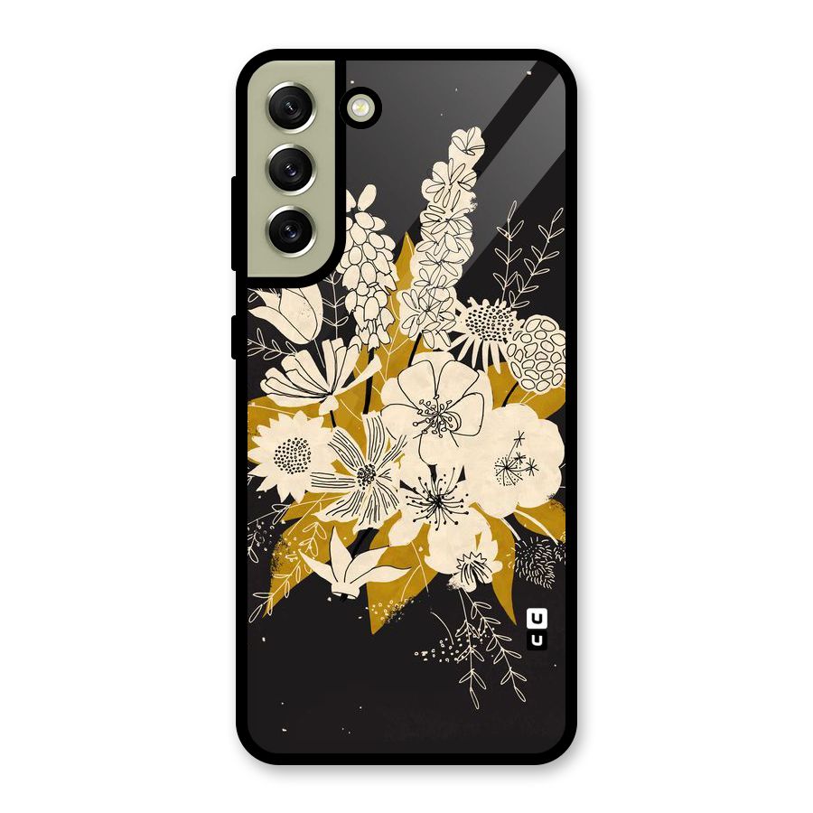 Flower Drawing Glass Back Case for Galaxy S21 FE 5G