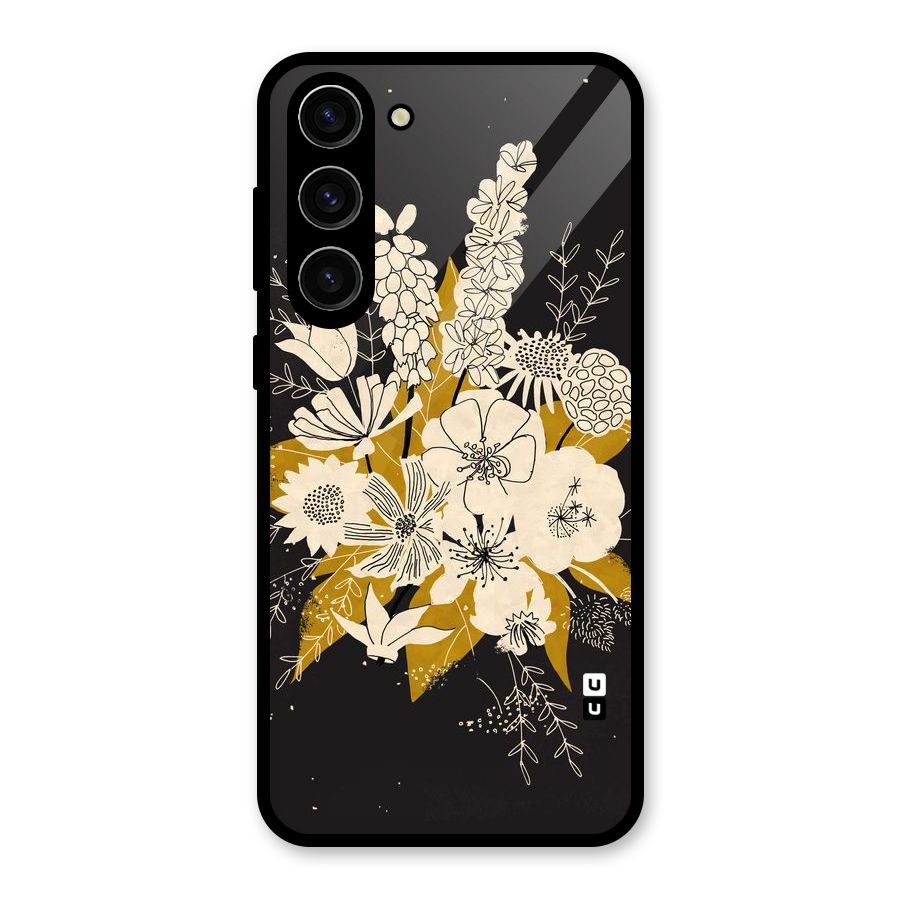 Flower Drawing Glass Back Case for Galaxy S23 Plus