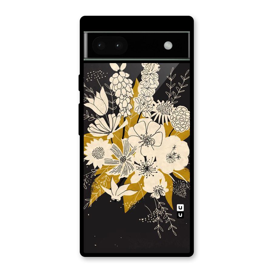Flower Drawing Glass Back Case for Google Pixel 6a