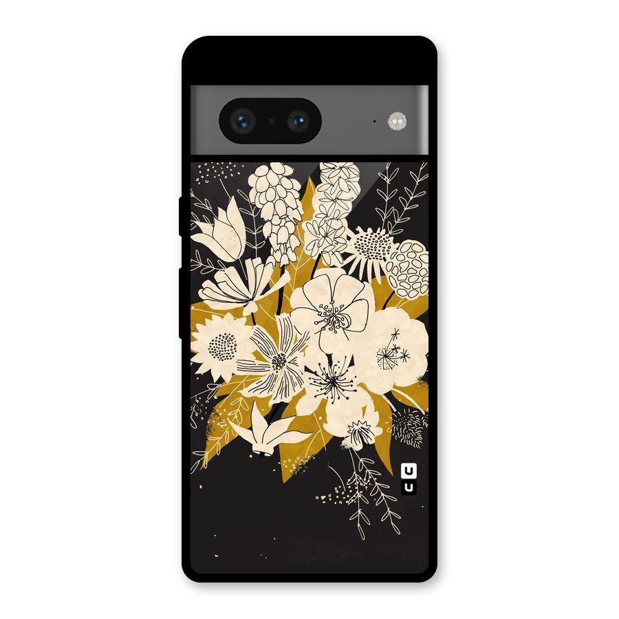 Flower Drawing Glass Back Case for Google Pixel 7
