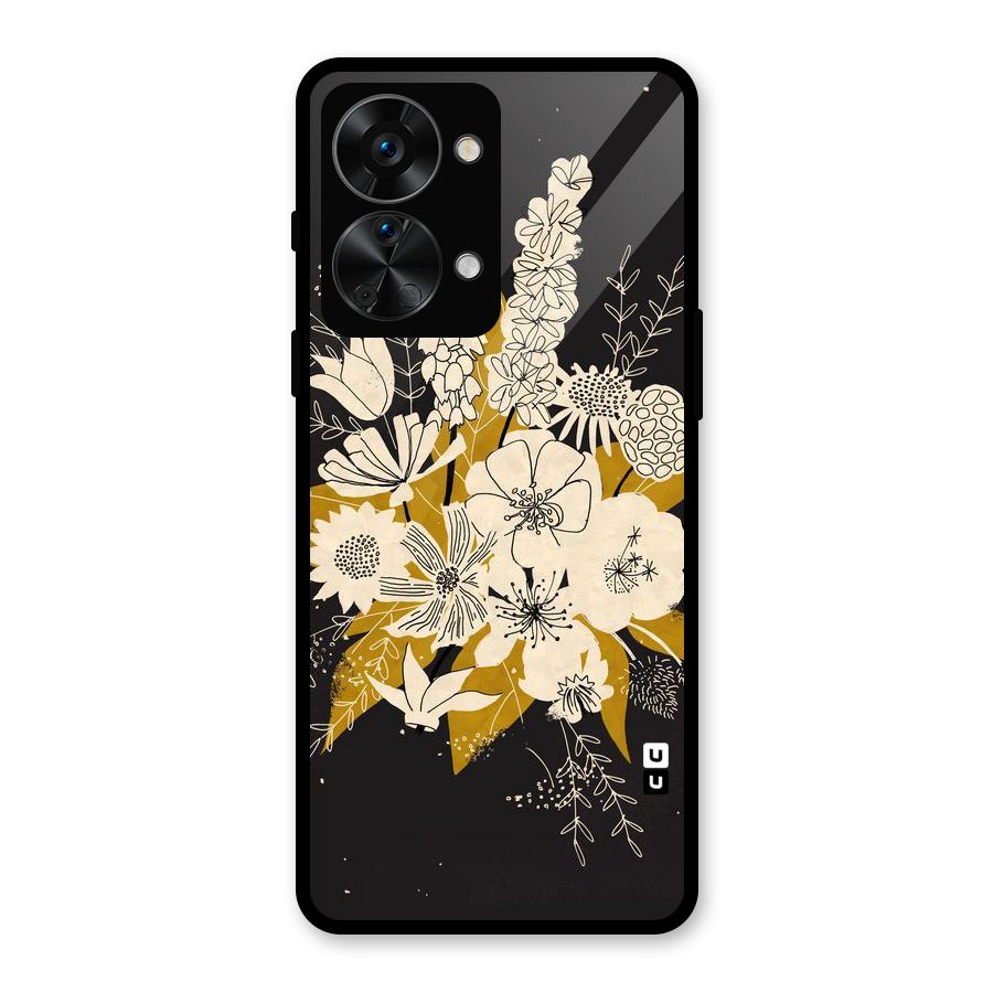 Flower Drawing Glass Back Case for OnePlus Nord 2T