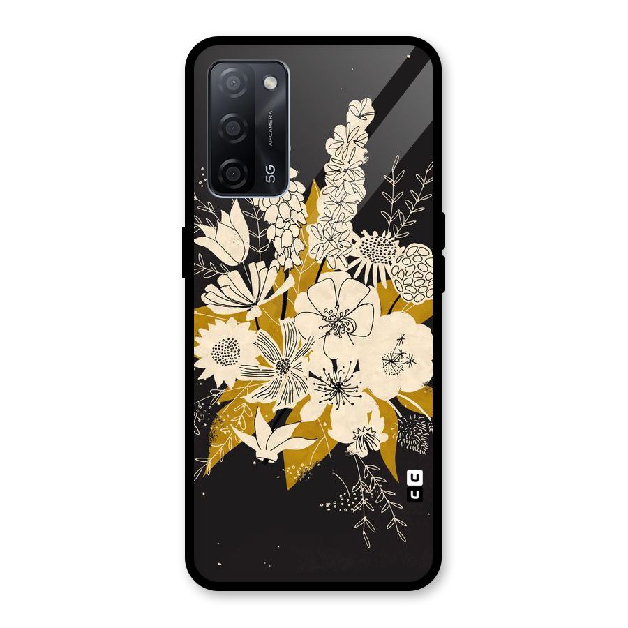 Flower Drawing Glass Back Case for Oppo A53s 5G