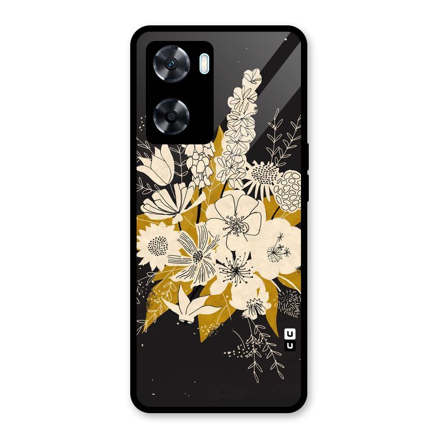Flower Drawing Glass Back Case for Oppo A77