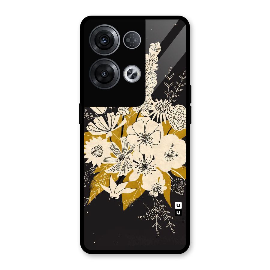 Flower Drawing Glass Back Case for Oppo Reno8 Pro 5G