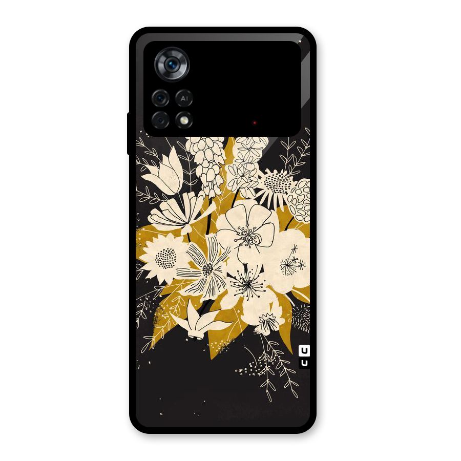 Flower Drawing Glass Back Case for Poco X4 Pro 5G