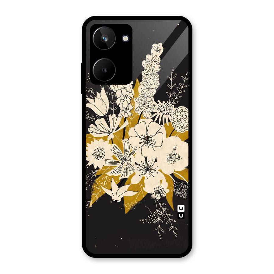 Flower Drawing Glass Back Case for Realme 10