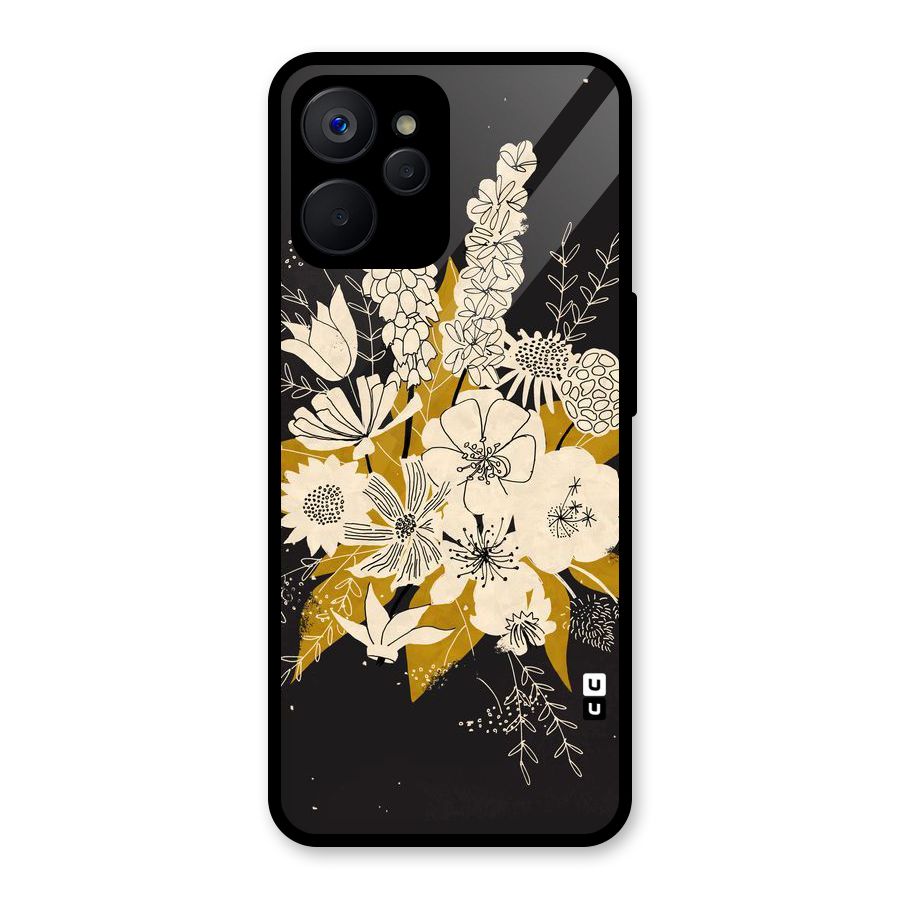 Flower Drawing Glass Back Case for Realme 9i 5G