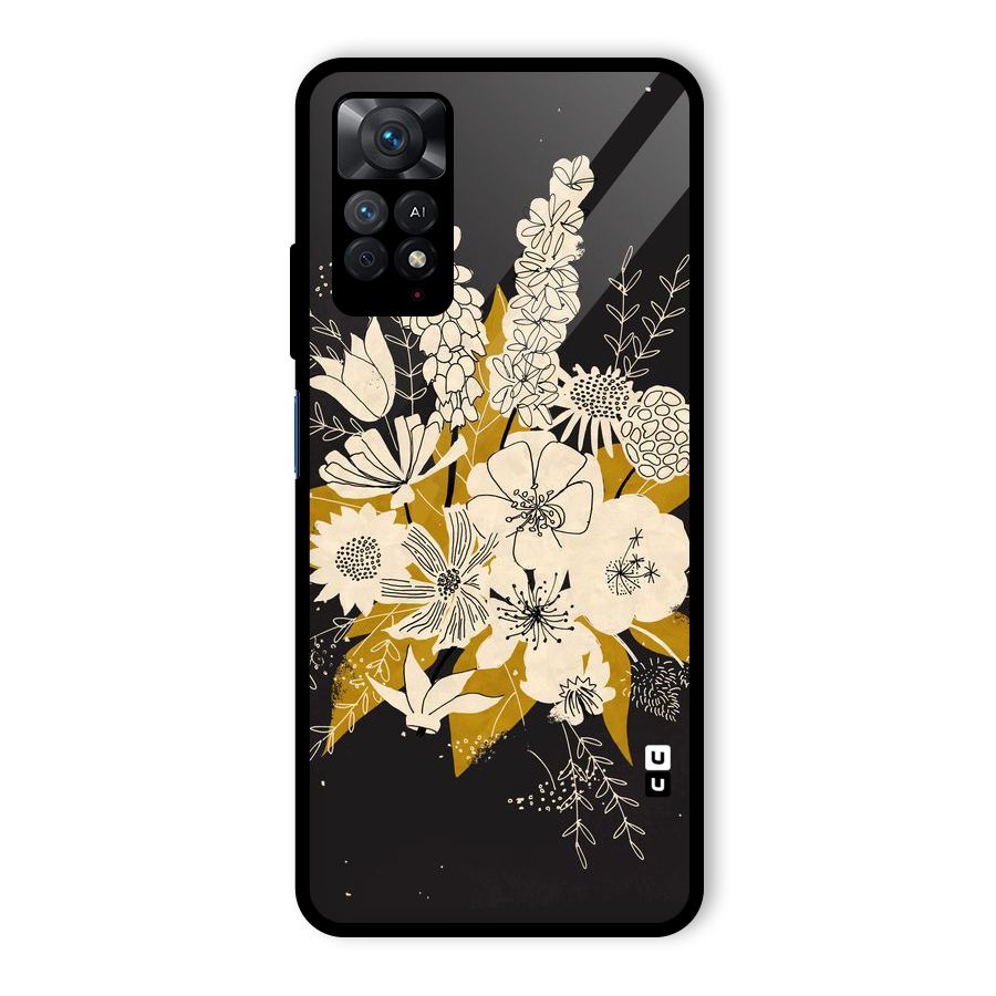 Flower Drawing Glass Back Case for Redmi Note 11 Pro