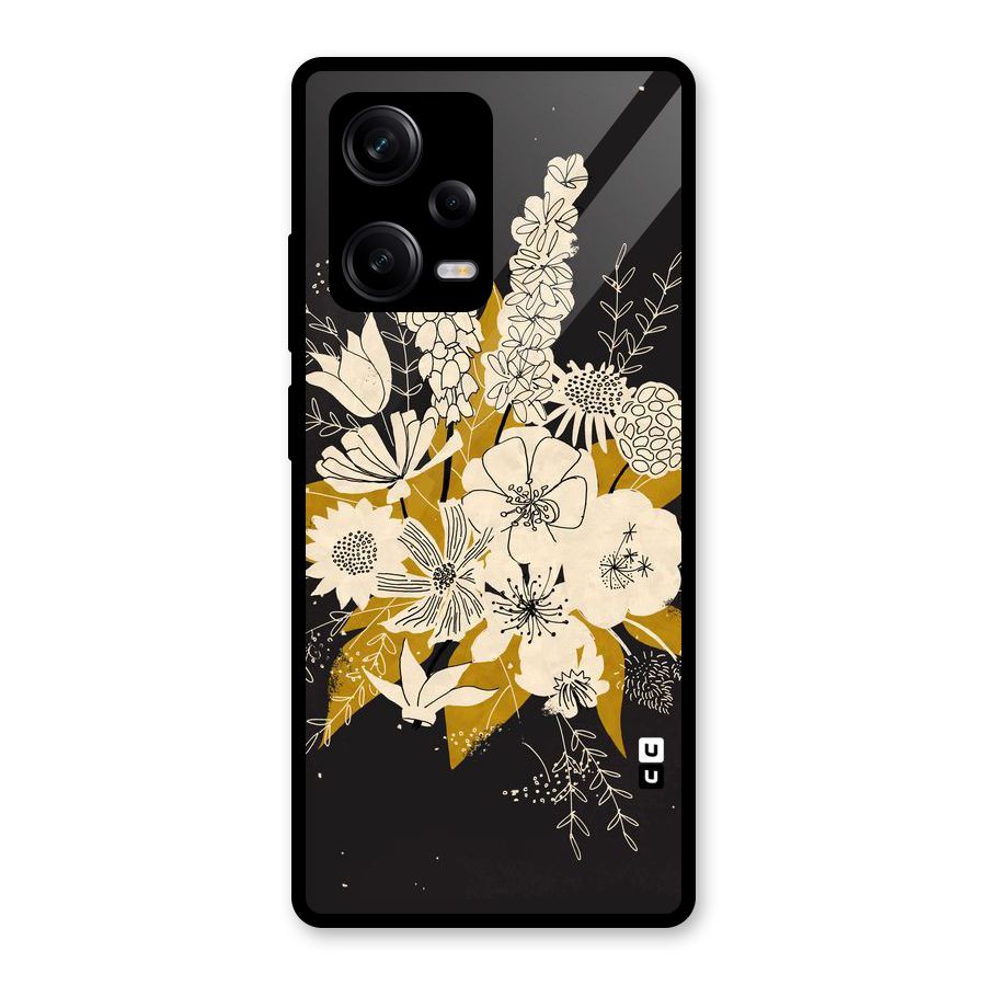 Flower Drawing Glass Back Case for Redmi Note 12 Pro