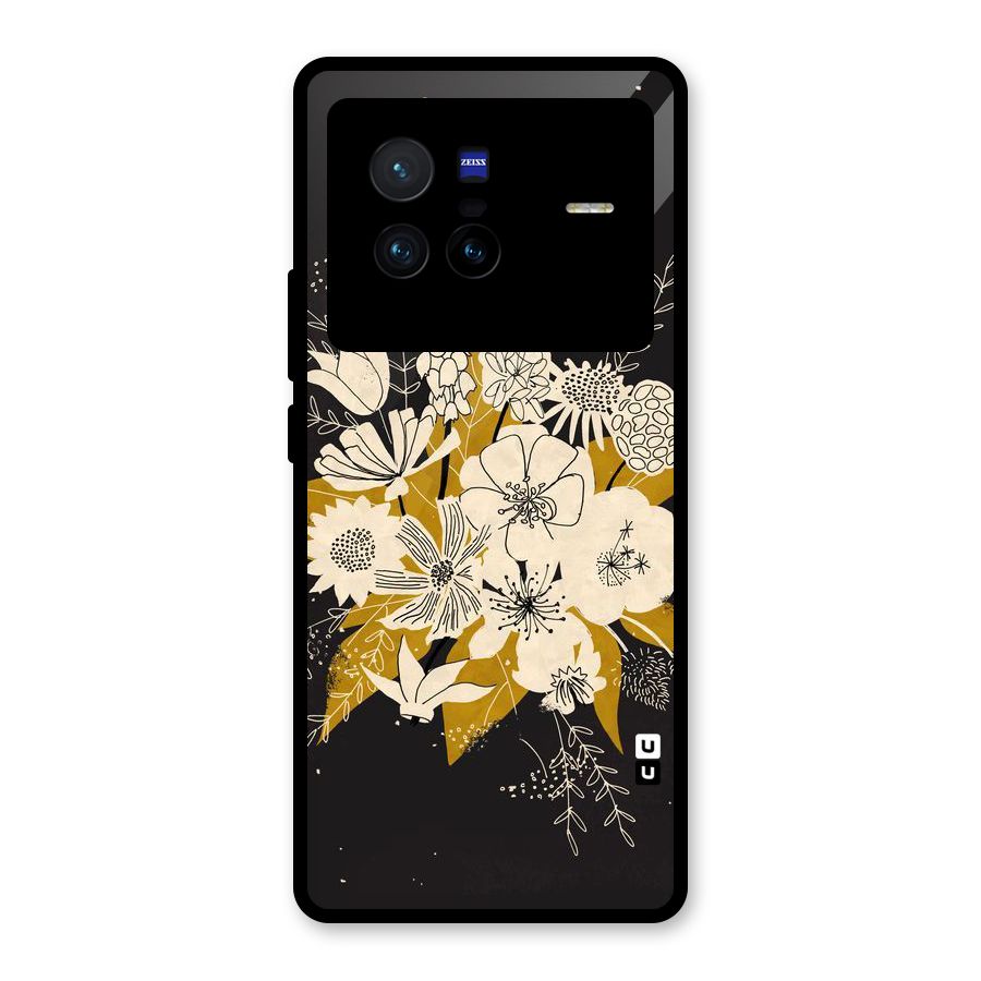 Flower Drawing Glass Back Case for Vivo X80