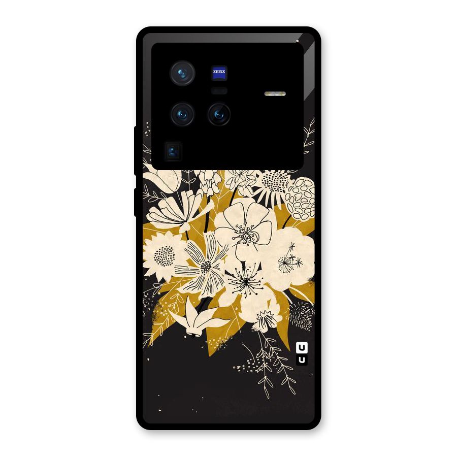 Flower Drawing Glass Back Case for Vivo X80 Pro