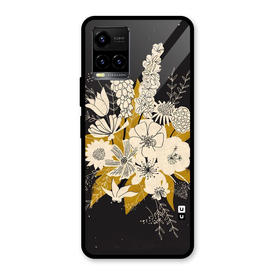 Flower Drawing Glass Back Case for Vivo Y21T