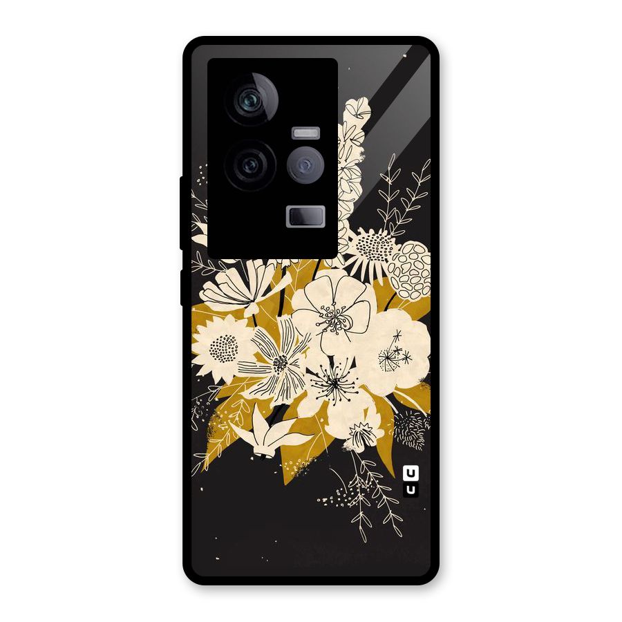 Flower Drawing Glass Back Case for Vivo iQOO 11 5G
