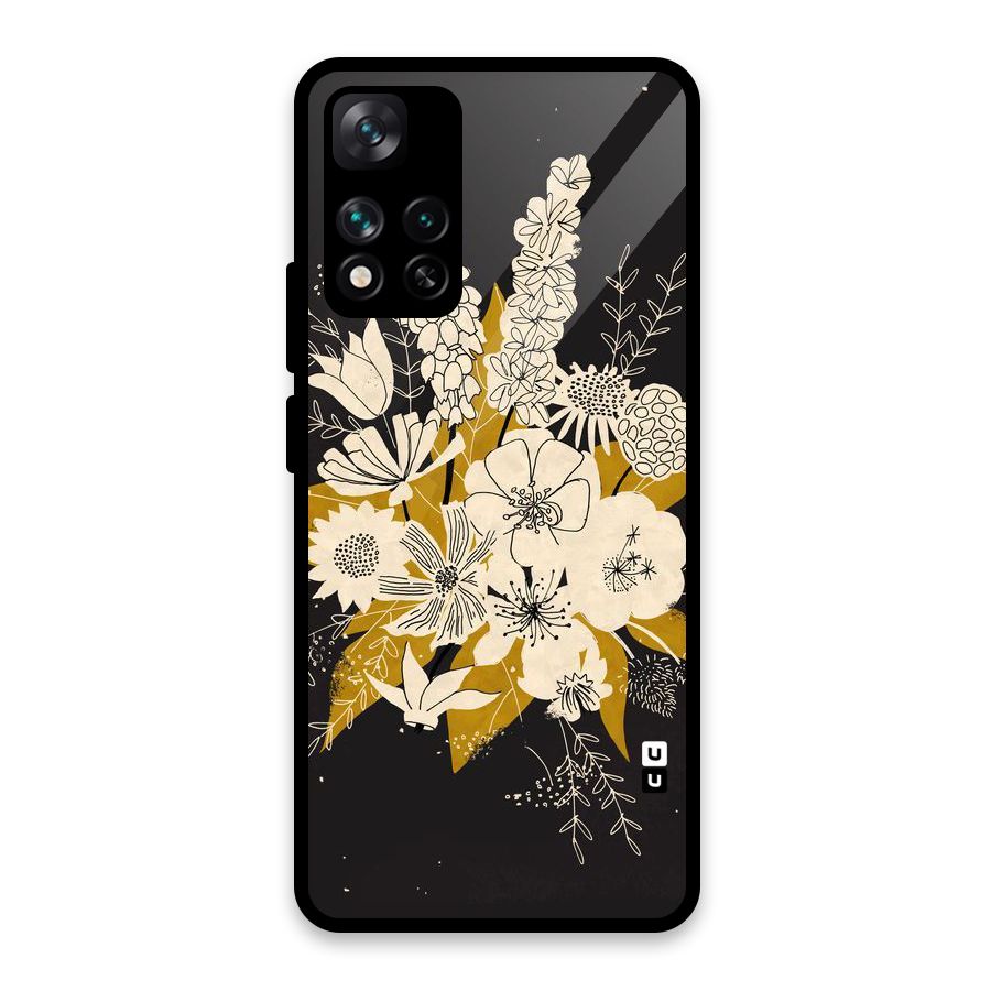 Flower Drawing Glass Back Case for Xiaomi 11i HyperCharge 5G