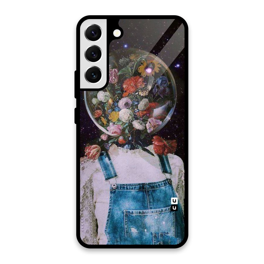 Flower Face Glass Back Case for Galaxy S22 Plus 5G