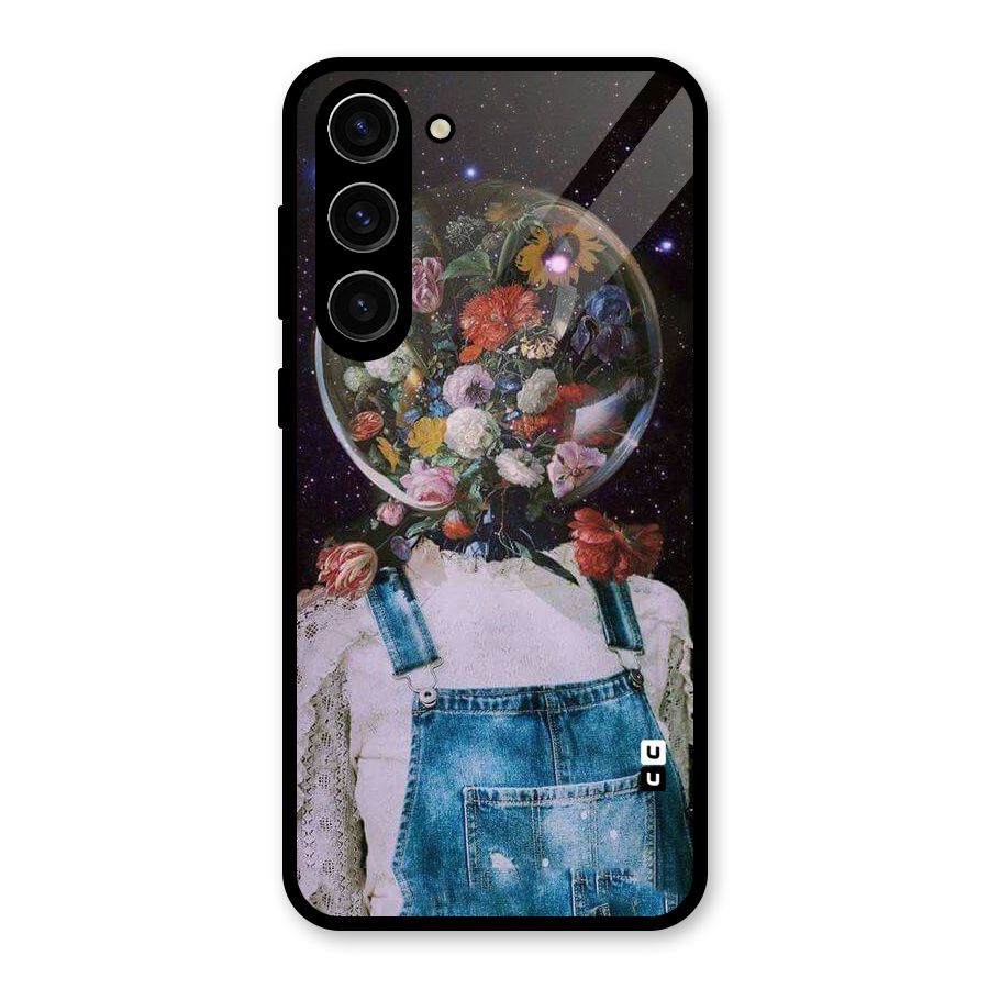 Flower Face Glass Back Case for Galaxy S23 Plus