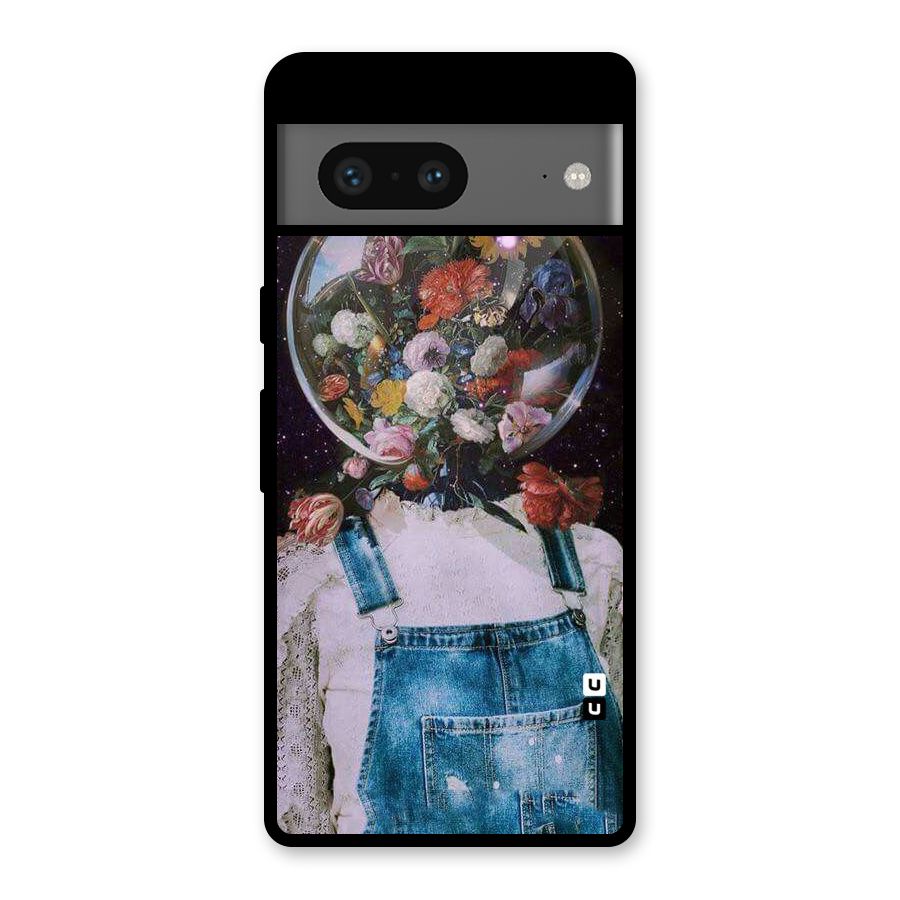 Flower Face Glass Back Case for Google Pixel 7