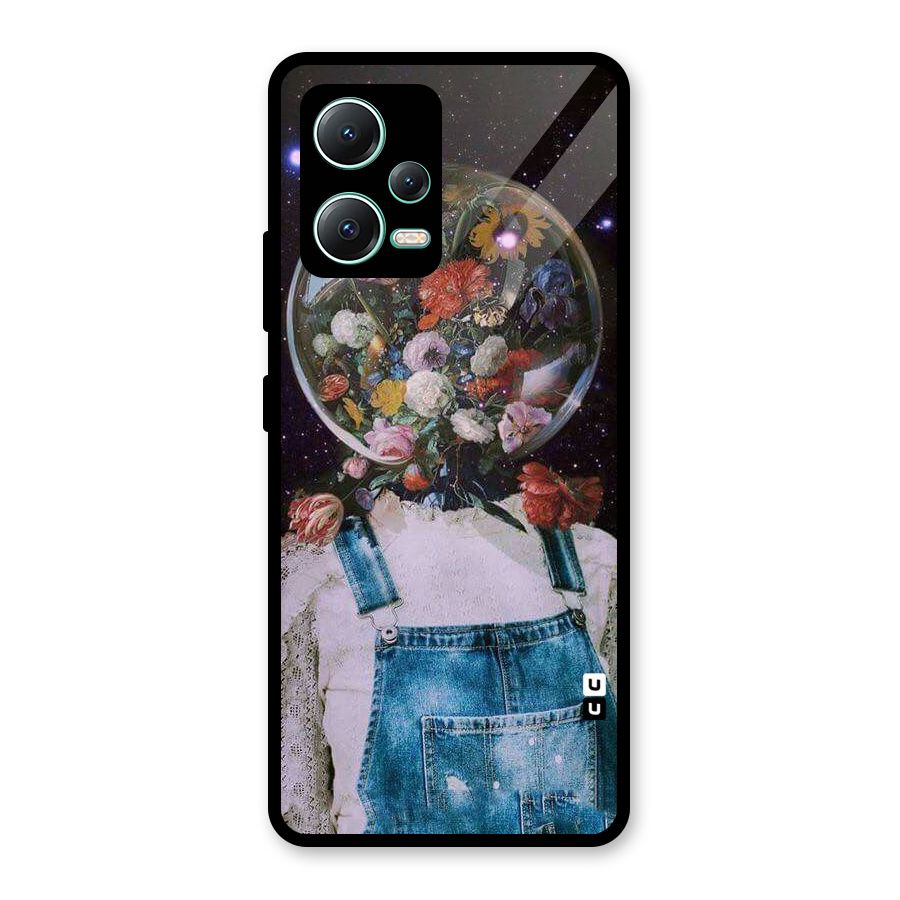 Flower Face Glass Back Case for Redmi Note 12 5G