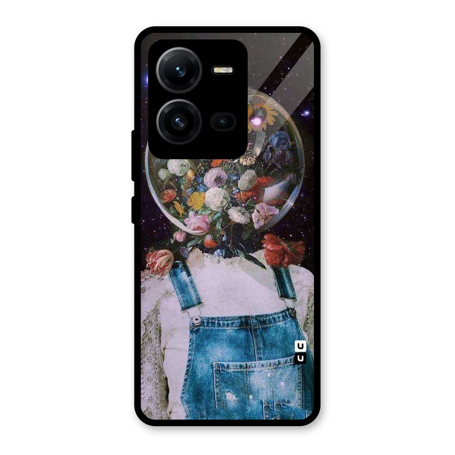 Flower Face Glass Back Case for Vivo V25
