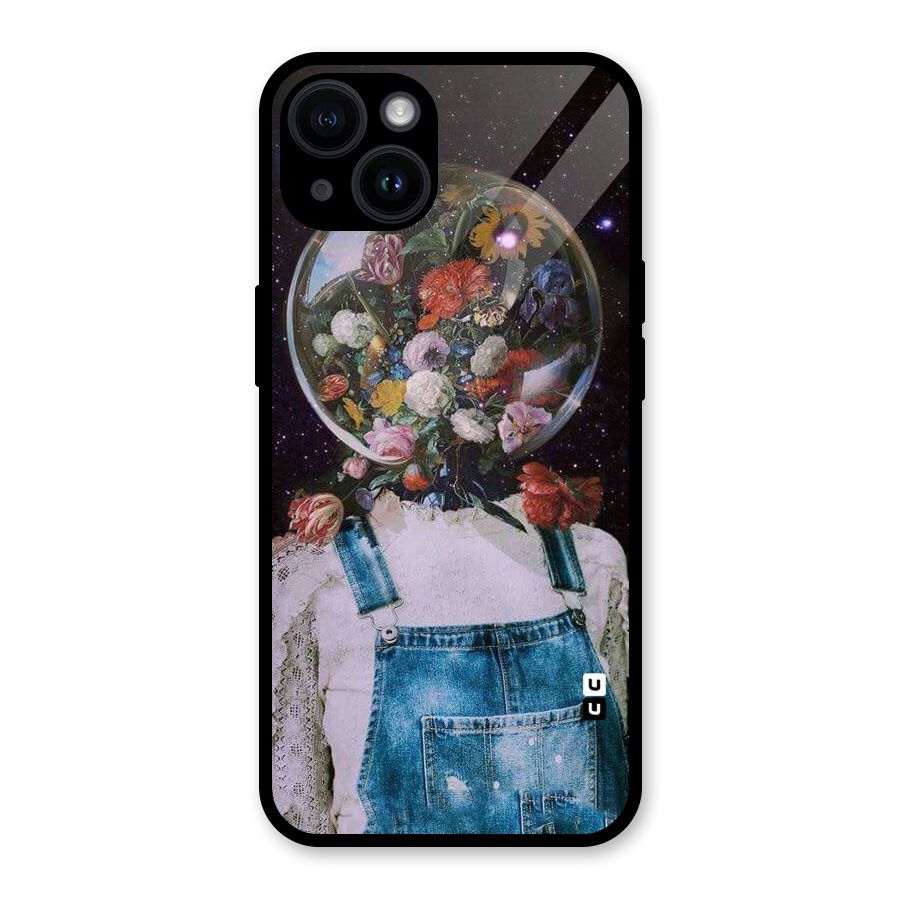 Flower Face Glass Back Case for iPhone 14
