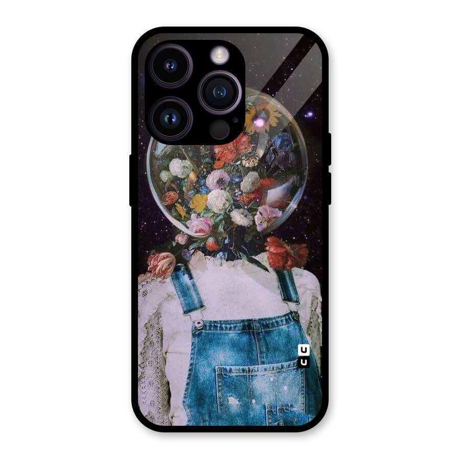 Flower Face Glass Back Case for iPhone 14 Pro