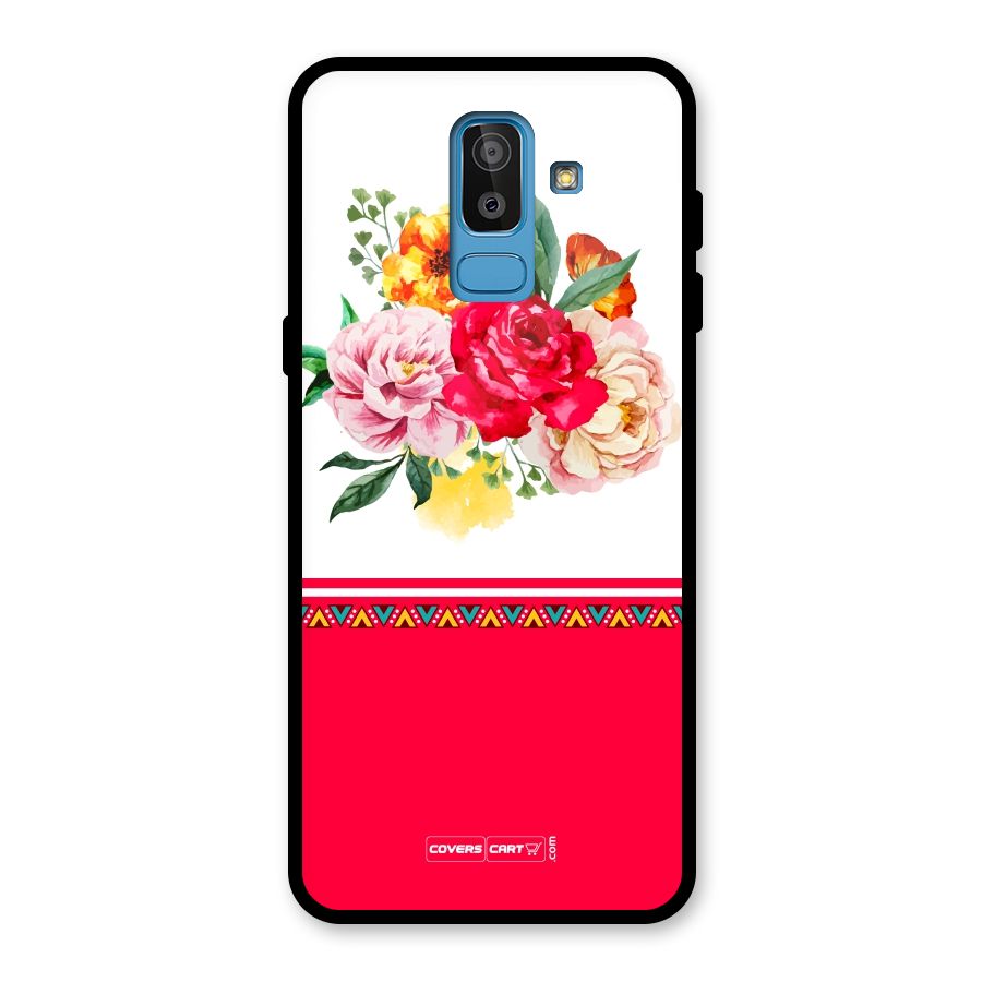 Flower Fusion Glass Back Case for Galaxy J8