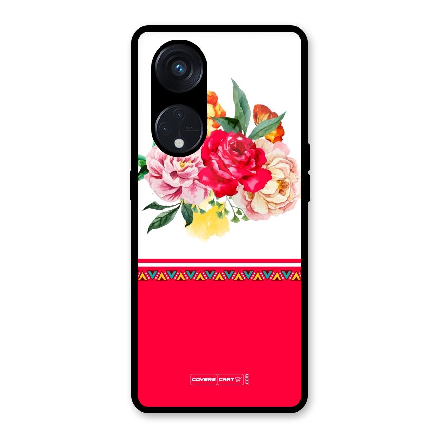Flower Fusion Glass Back Case for Reno8 T 5G