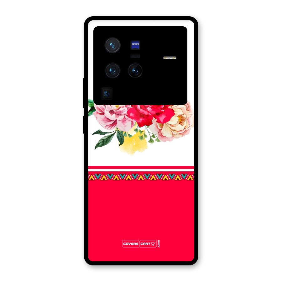 Flower Fusion Glass Back Case for Vivo X80 Pro