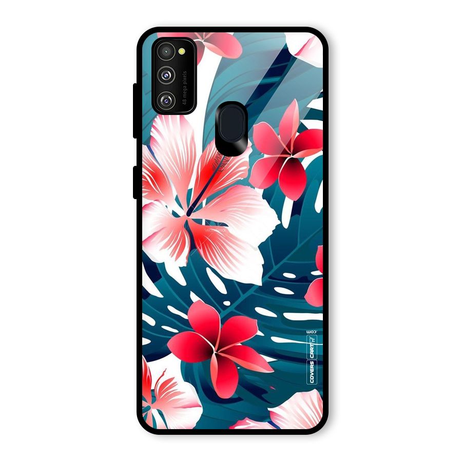 Flower design Glass Back Case for Galaxy M21