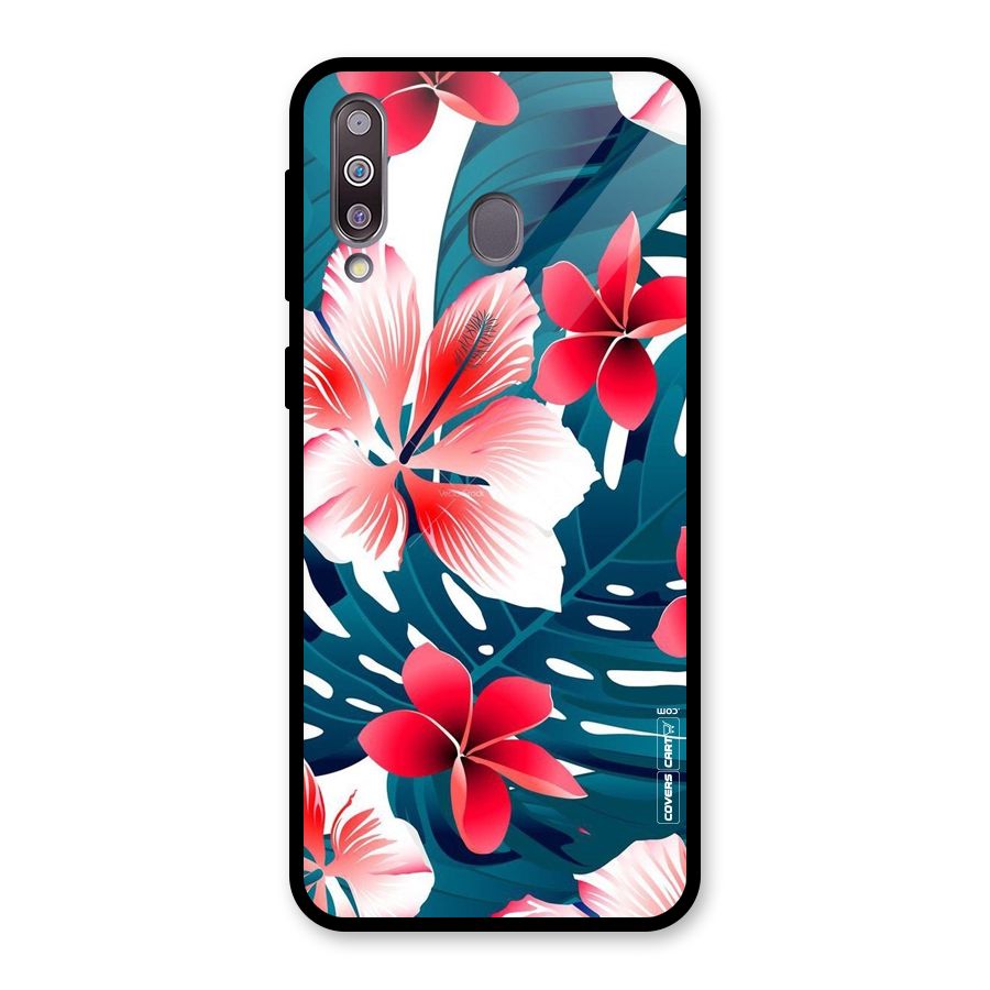 Flower design Glass Back Case for Galaxy M30