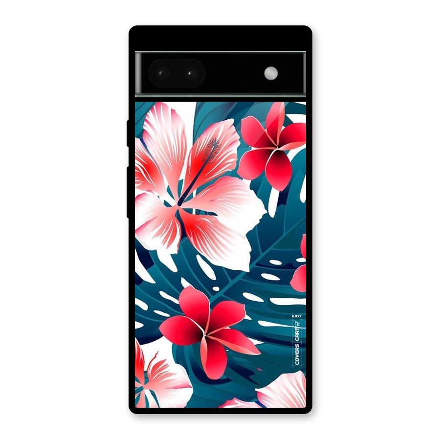 Flower design Glass Back Case for Google Pixel 6a