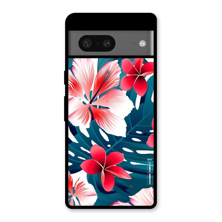 Flower design Glass Back Case for Google Pixel 7