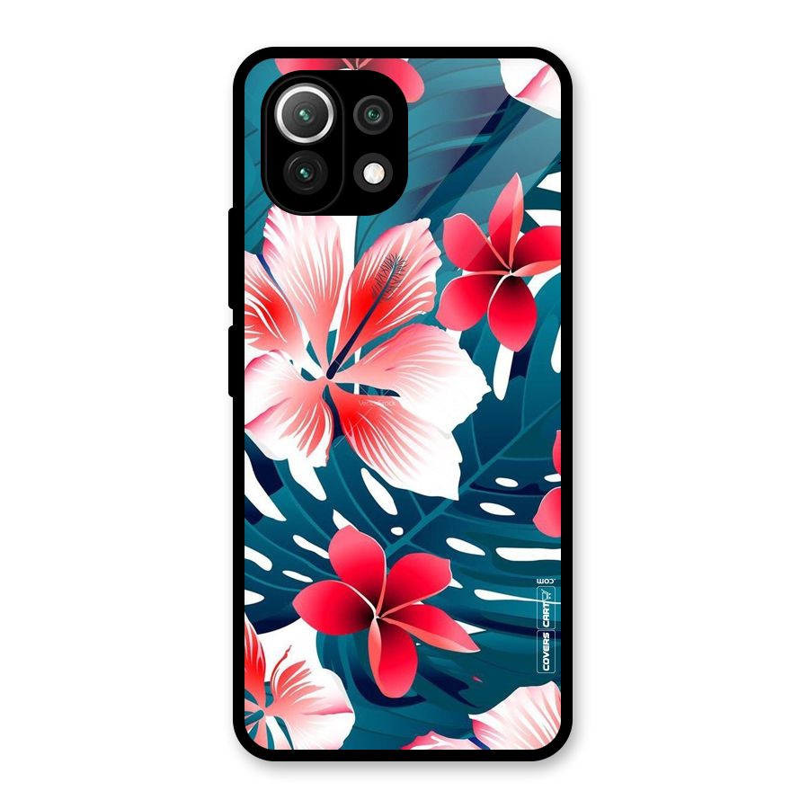 Flower design Glass Back Case for Mi 11 Lite NE 5G