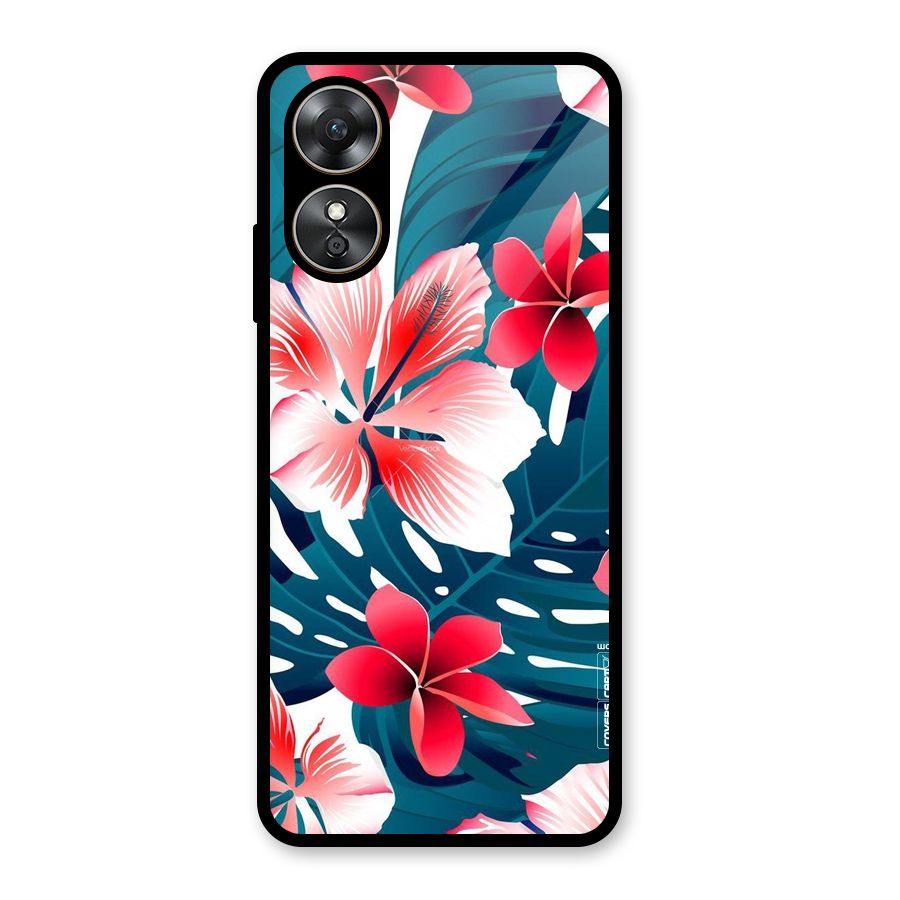 Flower design Glass Back Case for Oppo A17