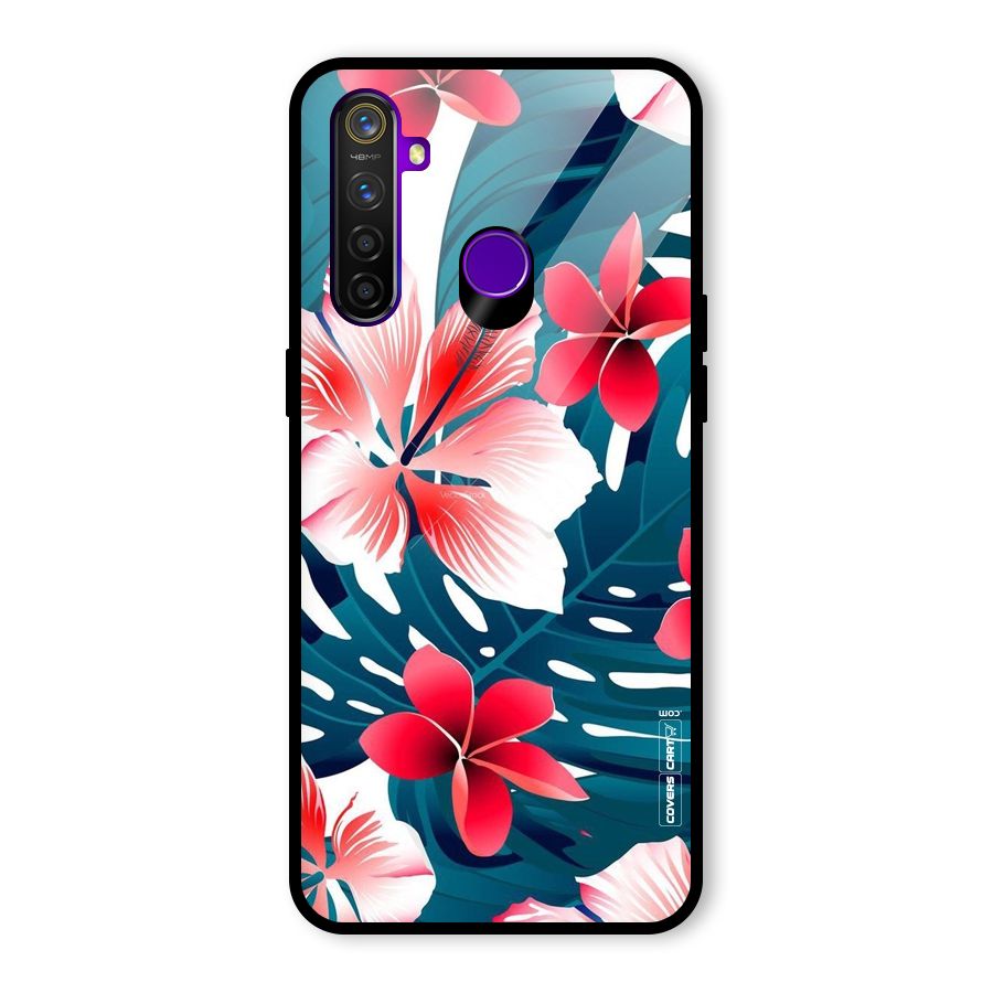 Flower design Glass Back Case for Realme 5 Pro